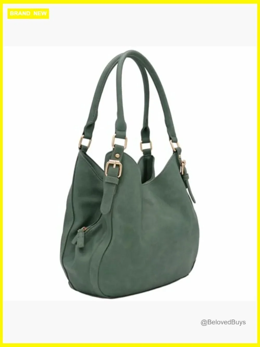Lightweight 3 Compartment Faux Leather Hobo Bag Medium